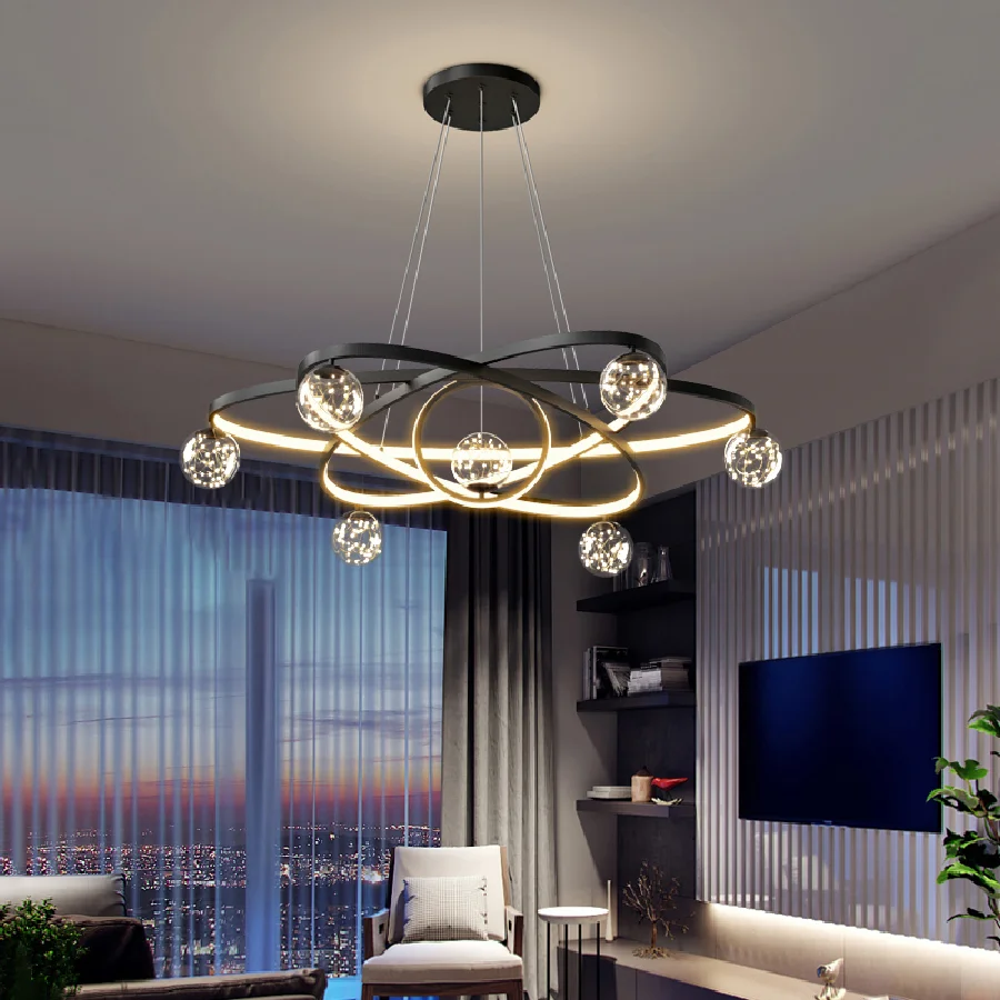 

Modern Simple Chandeliers Living Bedroom Dining Room Pendant Lights Ring Home Indoor Lighting Decor LED Ceiling Light Fixtures