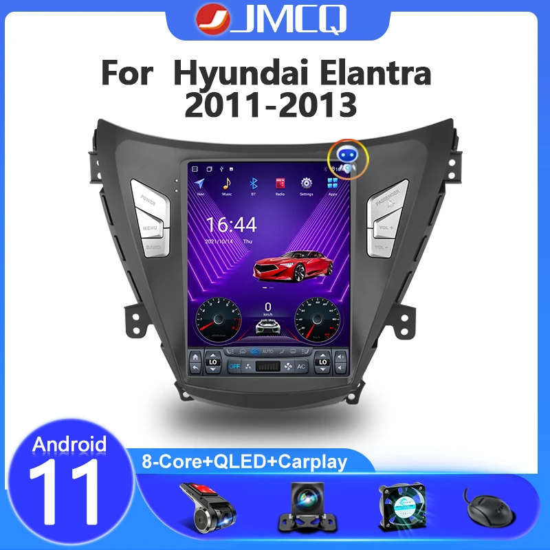Автомагнитола JMCQ, 2 Din, 9,7 дюйма, Android 11, для Hyundai Elantra Avante I35 2011-2013, мультимедийный видеоплеер, GPS, 4G, Carplay, стерео, Wi-Fi