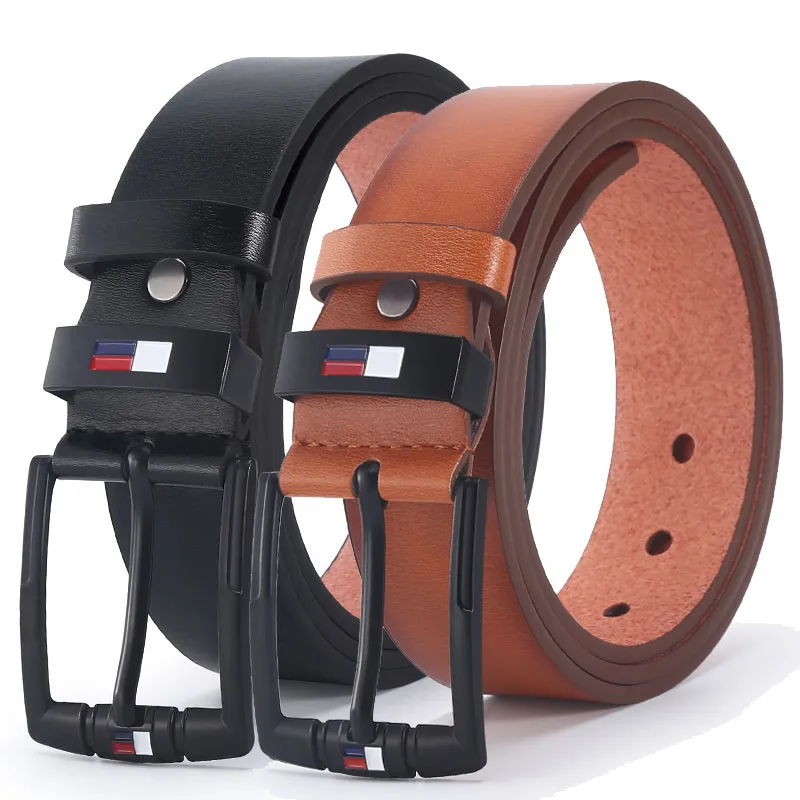 Men's PU Leather Alloy Pin Square Buckle Belt Business Leisure Belts 2023 Fashion Black Coffee Brown Waist Belts for Men