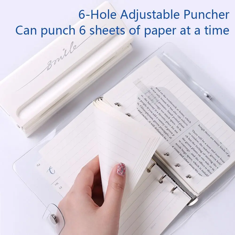 

5.5mm Hole Paper Cutter Portable Scrapbooking 6-Hole Loose Leaf Puncher Handmade DIY Hole Punch Machine Stationery