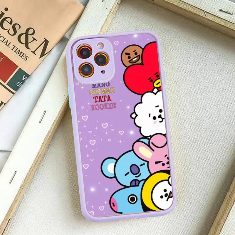 B-BT21S Phone Case for iPhone 14 11 12 13 Mini Pro Max 8 7 Plus X XR XS MAX Translucent Matte Cover