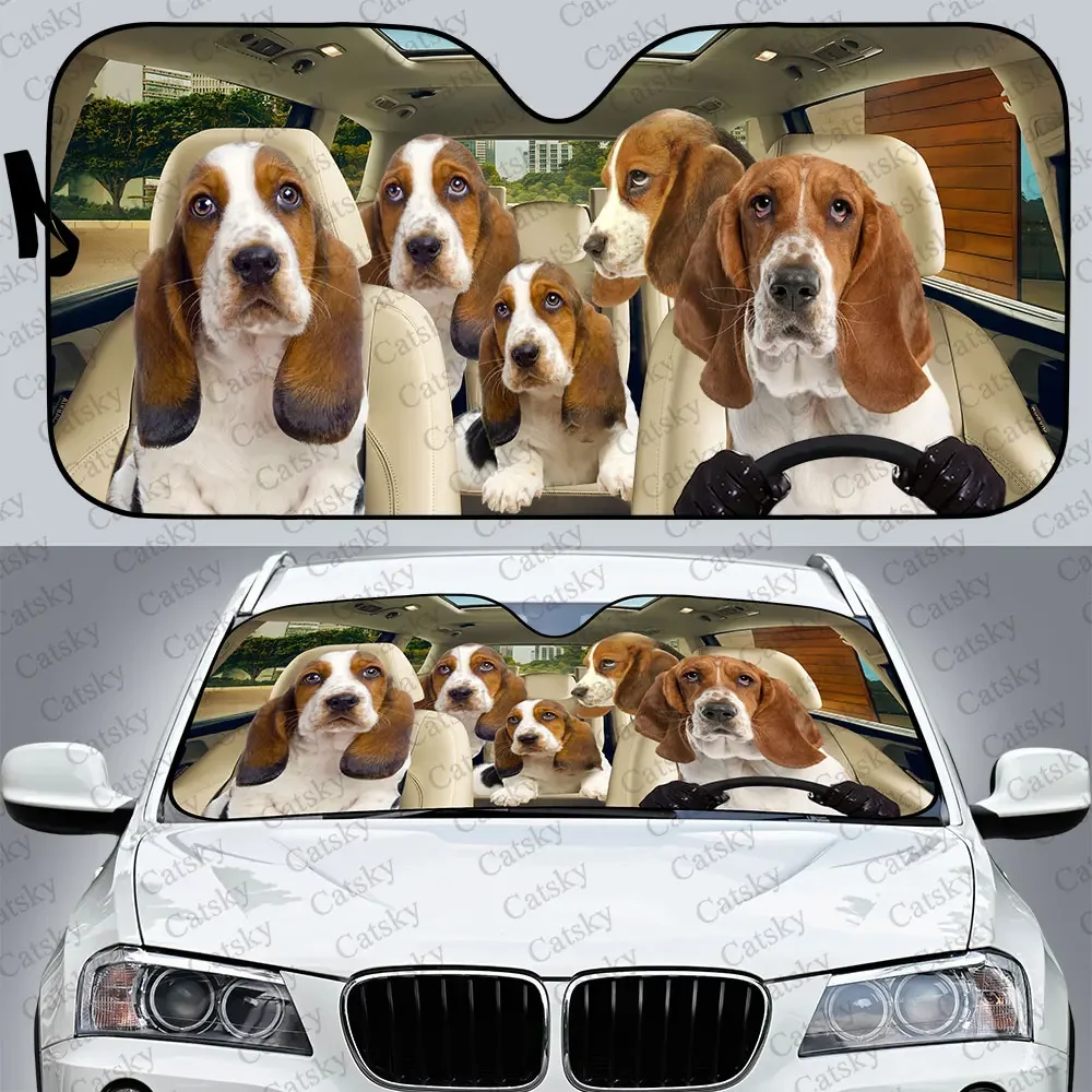 Автомобильный солнцезащитный козырек bассет подарок для любителей