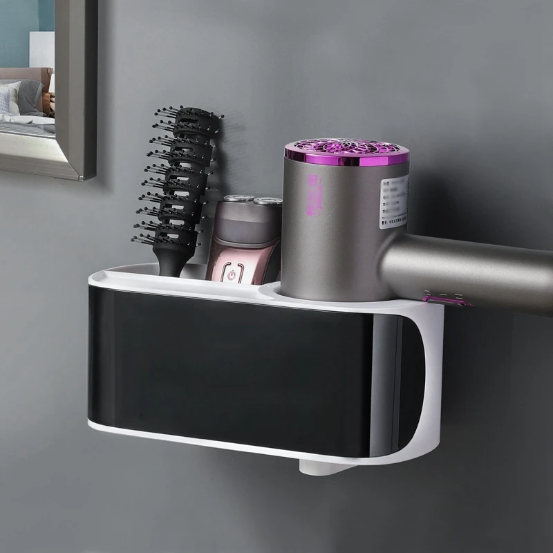

Wall-Mounted Storage Racks No Trace Stickers Creative Suction Cup Hair Dryer Holder Comb Rack Stand Bathroom Supplies