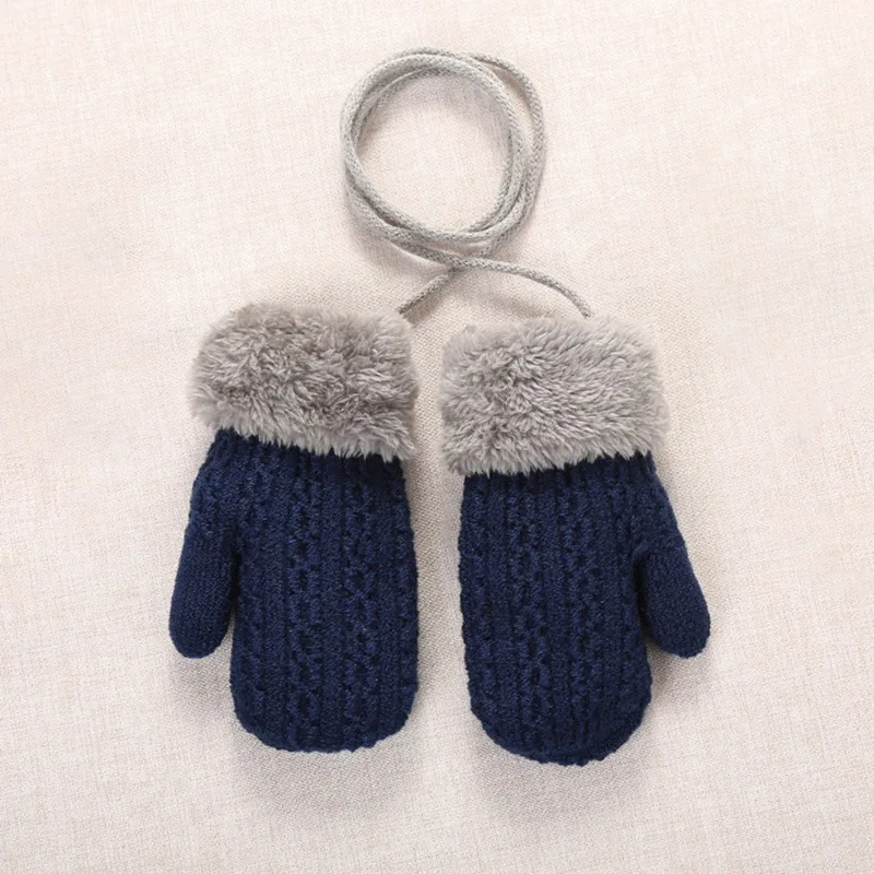 Mittens For Children Children's Mittens Winter Wool Knitted Gloves Children Warm Rope  1-4 years old boy girl Baby Gloves images - 6