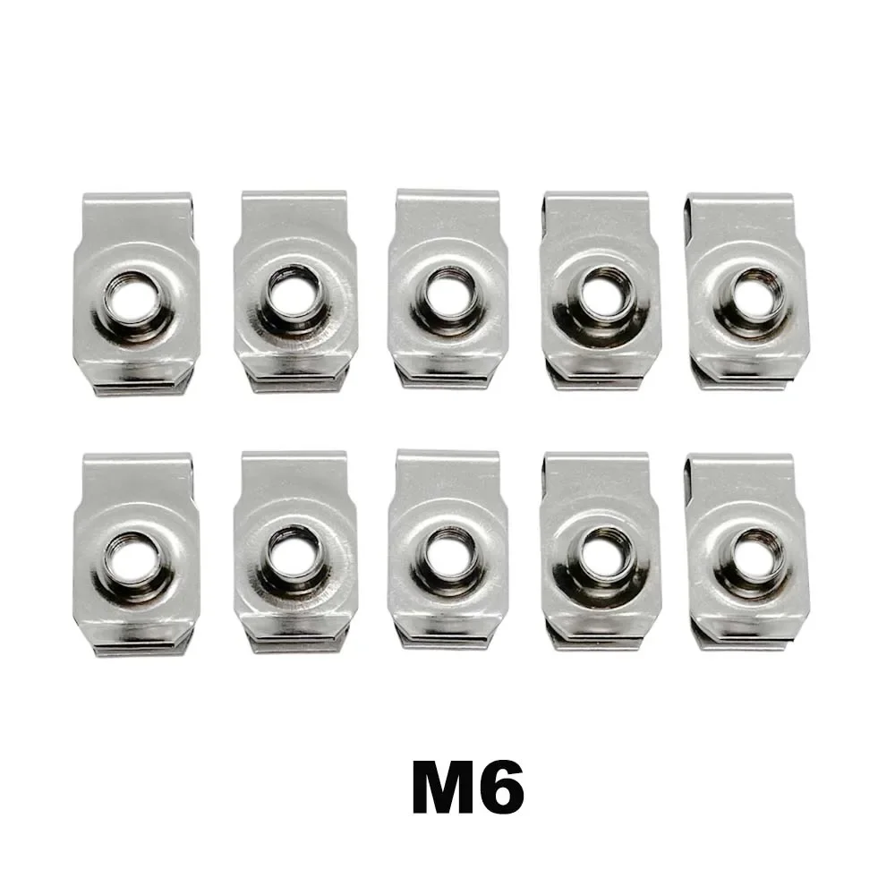 

10 шт., зажимы U-типа из нержавеющей стали 304, M4 M5 M6 M8, язычковая гайка с резьбой, листовые пружинные гайки Q312 для автомобиля, мотоцикла