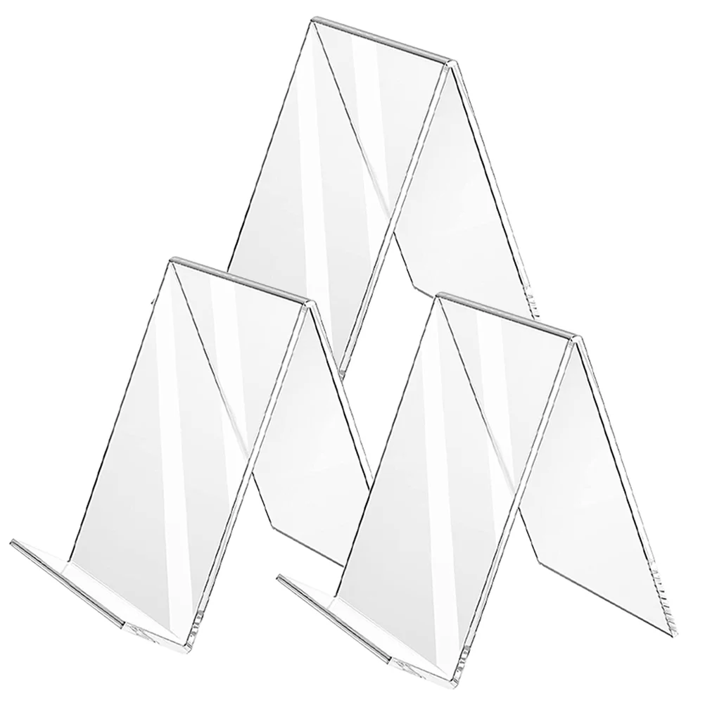 

3 Pcs Book Shelves Acrylic Holder Desktop Bookshelf Easel Bracket Clear Magazine Stand Store
