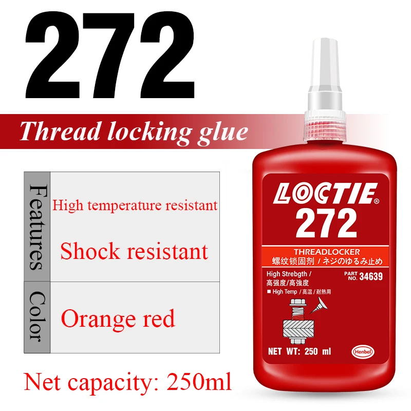 

50 мл 250 мл Loctite 272 резьбовой фиксатор высокопрочный анаэробный клей-герметик для резьбы винтовой клей 7649 катализатор 770 очищающий агент