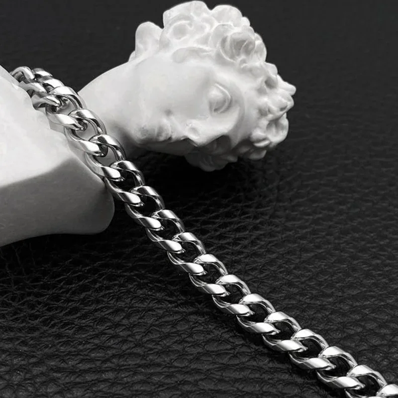 Ожерелья из кубинской цепи мужские ожерелья нержавеющей стали длинное ожерелье