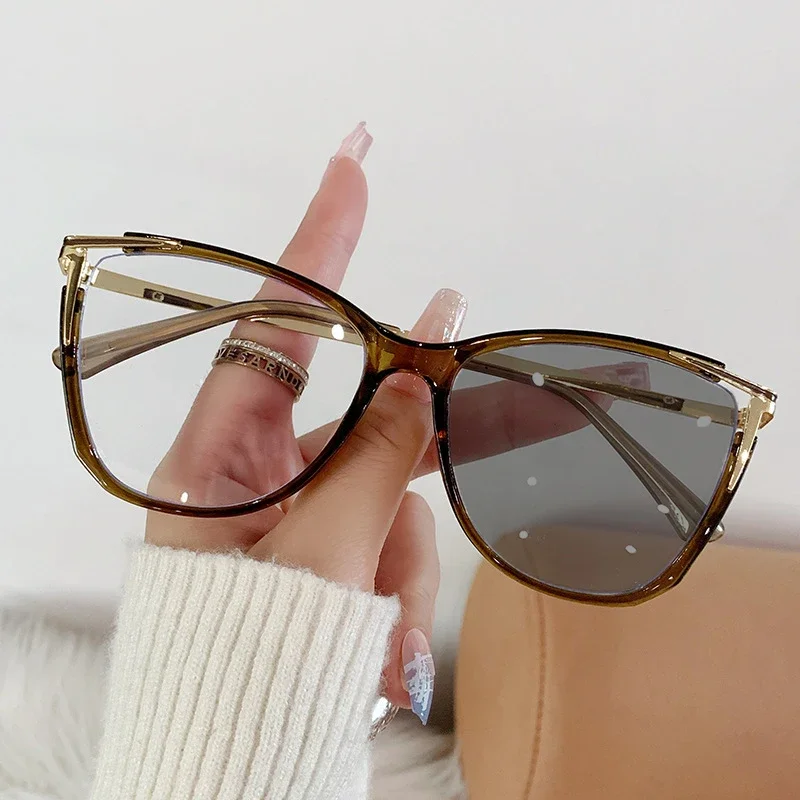 Модные фотохромные оптические очки с градиентной отделкой цвета унисекс кошачий