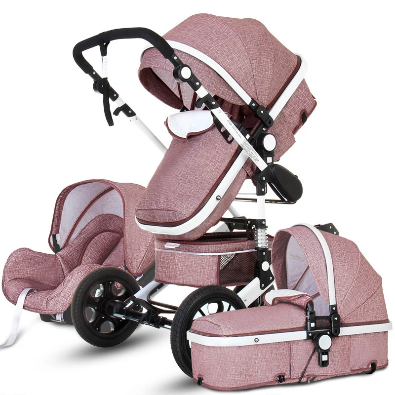 High Landscape Baby Stroller 3 In 1 Hot Mom Stroller Luxury Travel Pram Carriage Basket Baby Car Seat and Stroller Carrito Bebe