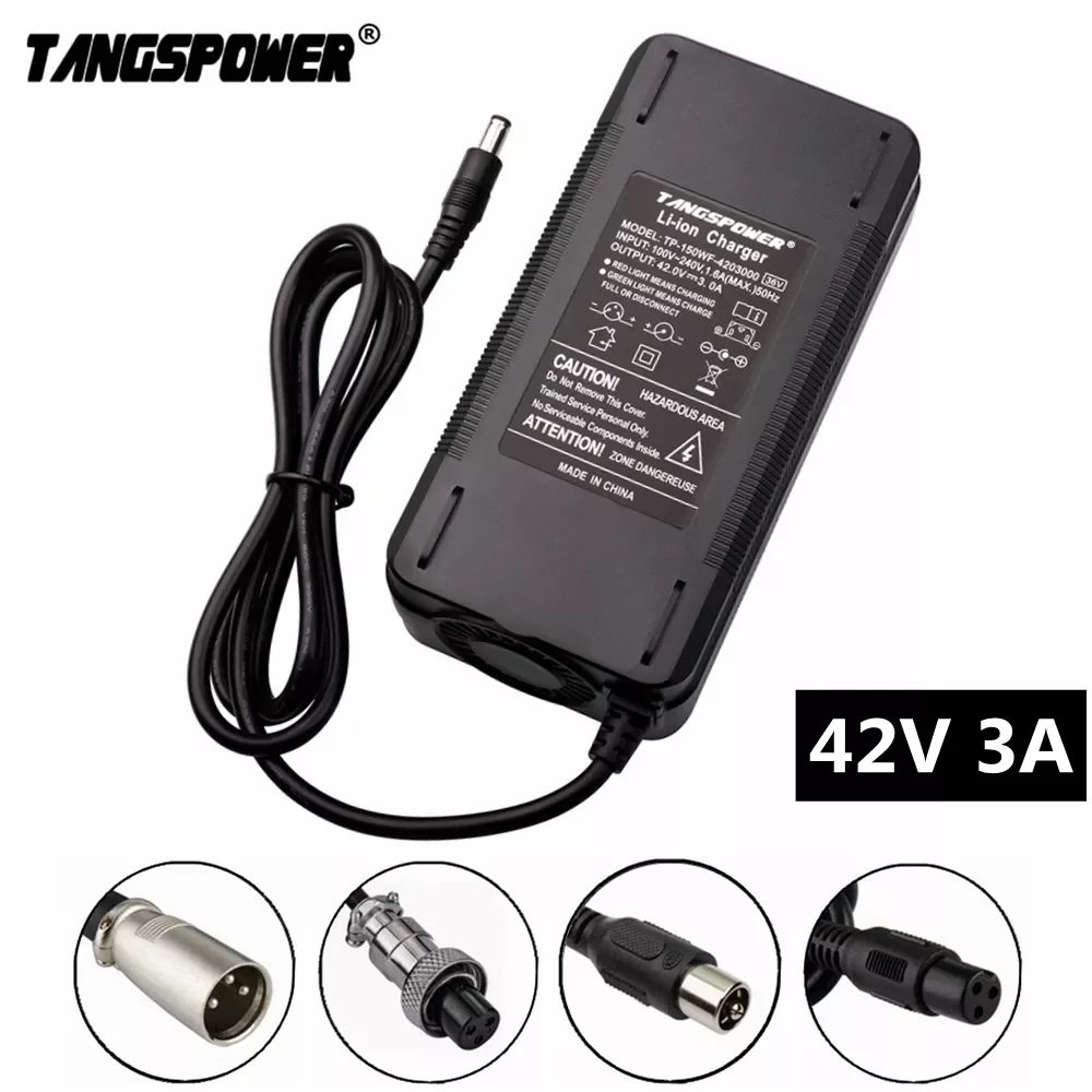 

42V 3A lithium battery charger for 10S 36V li-ion battery pack electric scooter electric bike charger Connector DC/XLR/RCA/GX16