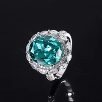 new s925 silver ring tourmaline paraiba full diamond ring 1214 main stone 5a zircon factory direct sales