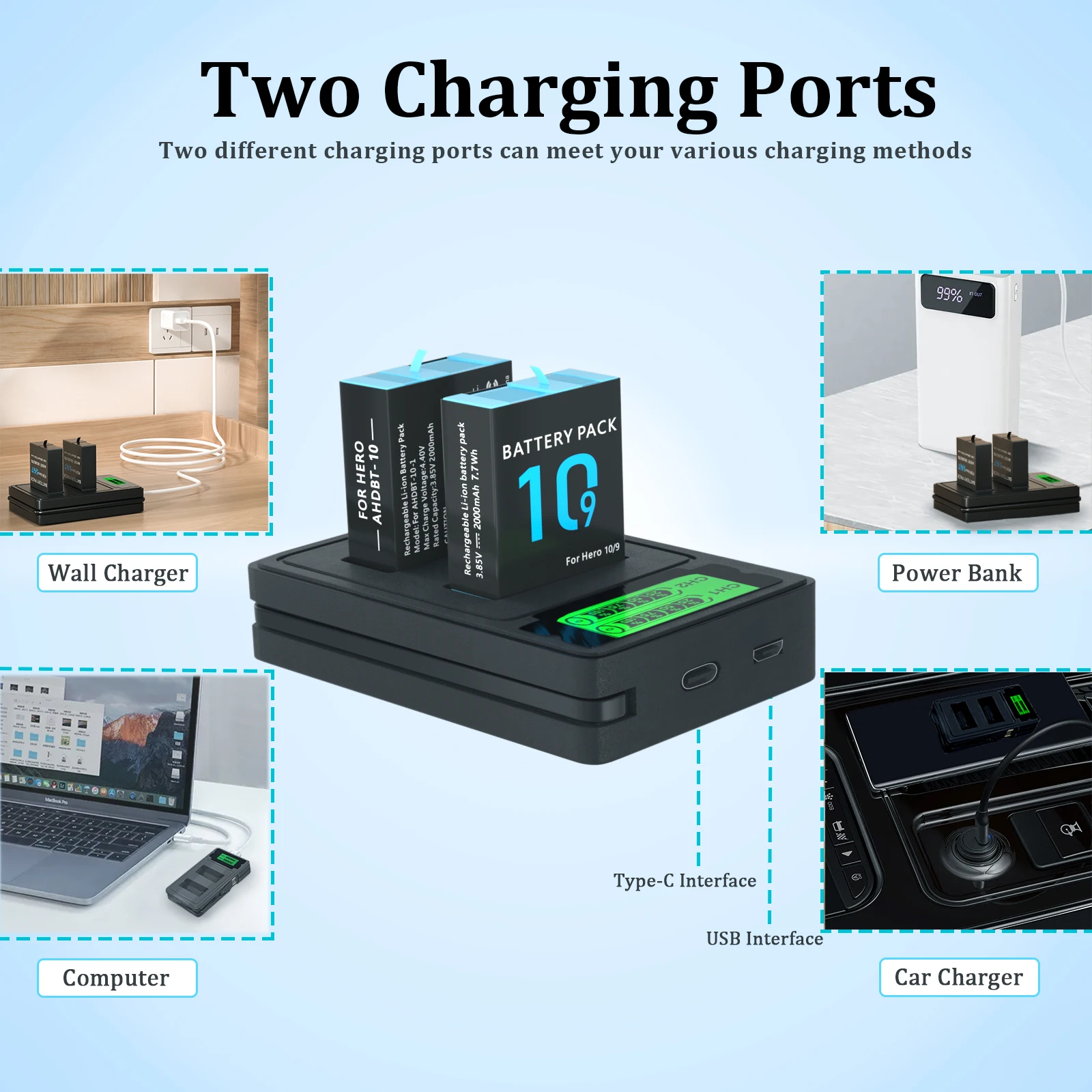 Аккумулятор для GoPro Hero 7 hero 6 5 черный аккумулятор или тройное зарядное устройство