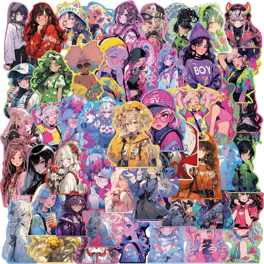

10/30/50PCS Cool Anime Pretty Girls Stickers Aesthetic DIY Bike Travel Luggage Guitar Laptop Waterproof Cute Decal Sticker Gift