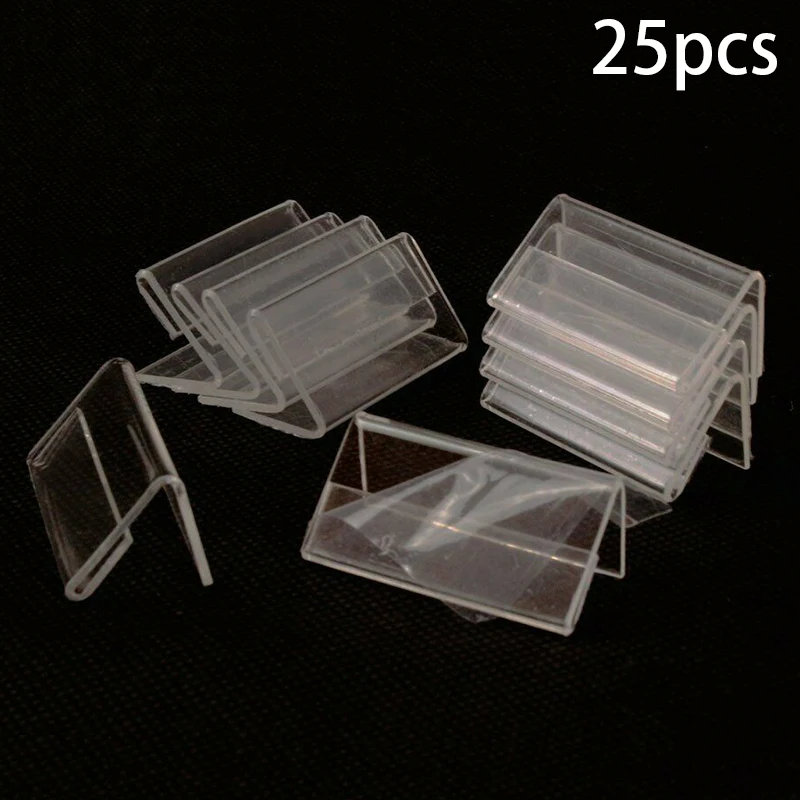 

25Pcs 6X4cm Acrylic L-Shaped Price Tag Display Holder Rack Label Stands Tool Counter Stand Decorations Sign Stands Poster Racks