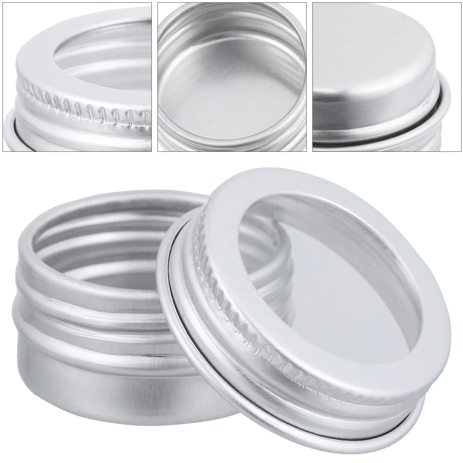 

15 Pcs Window Threaded Aluminum Box Cosmetics Container Product Travel Makeup Containers Sample Screw Lid Jar Miss