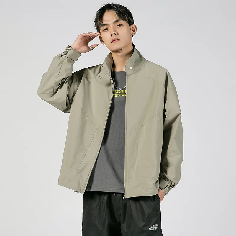 

Autumn 2023 Men Japan Style Black Jackets Mens Fashion Solid Color Casual Coat Male Streetwear Loose Windbreaker Overcoat