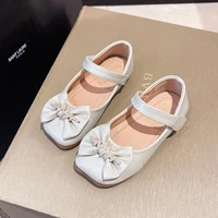 princess mary jane casual breathable simple bow plus rhinestones girl 2022 spring new flat shoes square head all match japanese
