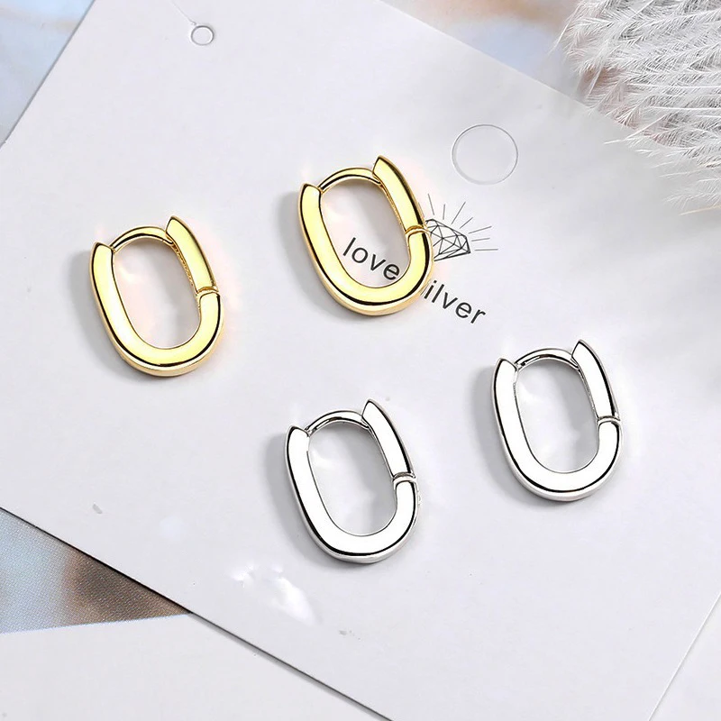 

Girls' Lovely Ellipse Simple Style Hoop Earrings Smooth Golden/White Color Small Huggie Tiny Charming Earring Piercing For Women