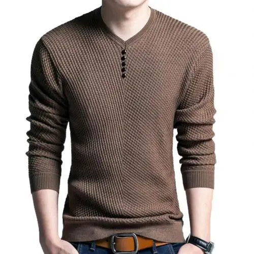 

Fashion Men's Sweater V-Neck Long Sleeve Pullover Autumn Shirt Cashmere Wool Knit Sweater