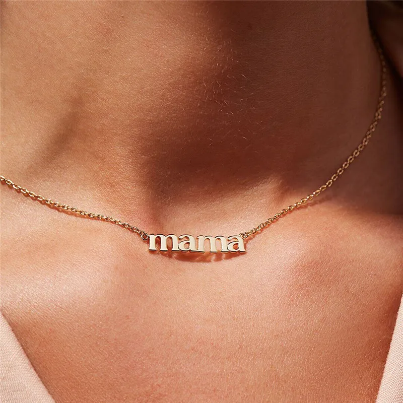 

Mother's Day Mama Letter Pendant Necklace For Women 3 Colors Mom Nameplate Clavicle Chain Choker Personality Jewelry New Gifts