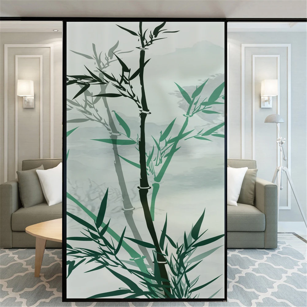 

Bamboo No Glue Privacy Window Film Vinyl Static Cling Frosted Stained Glass Decorative Window Sticker Window Film 08