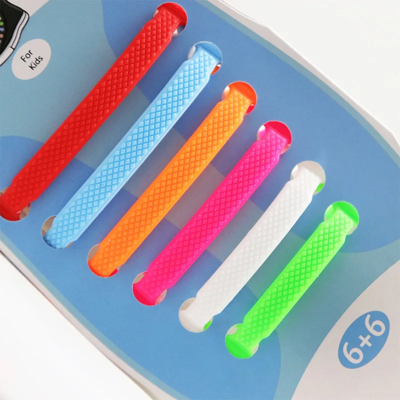 12 шт./набор Детские эластичные силиконовые шнурки без завязок