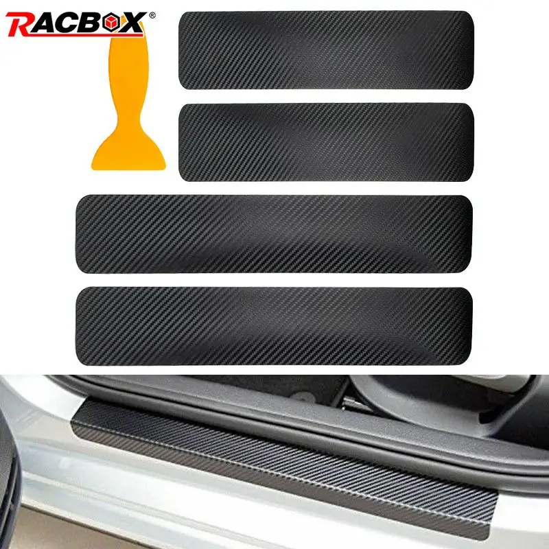 

4Pcs Carbon Fiber Style Car Scuff Plate Door Threshold Sill Stickers Auto Cover Panel Step Protector Auto Accessories