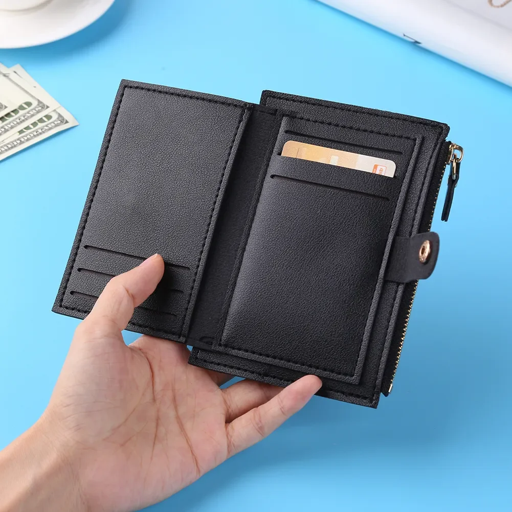 Women Card Holder Fashion Solid Color Credit Card ID Card PU Leather Multi-slot Holder Mini Coin Purse Wallet Case Pocket