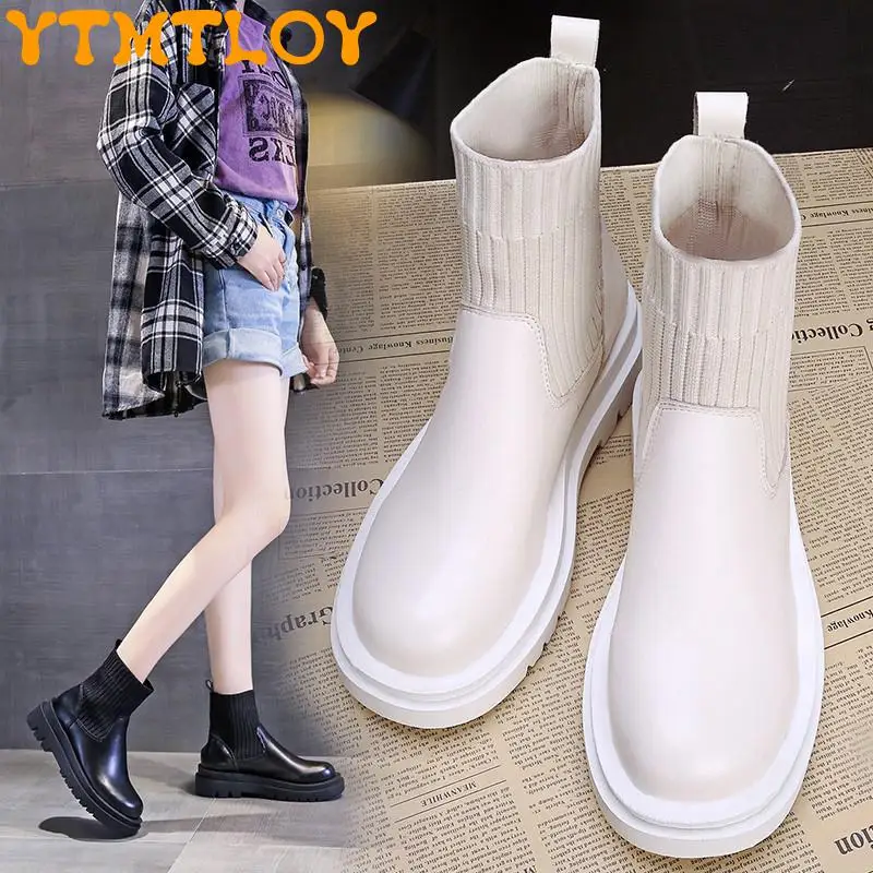 

2021 Autumn And Winter New Black Short Boots Women Retro Elastic Socks Boots Flying Knit Fashion Boots Super Hot Style