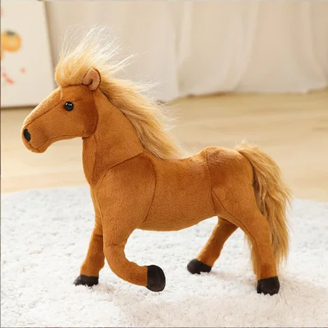 Мультяшная Имитация белой черной лошади, Мягкая Детская плюшевая игрушка