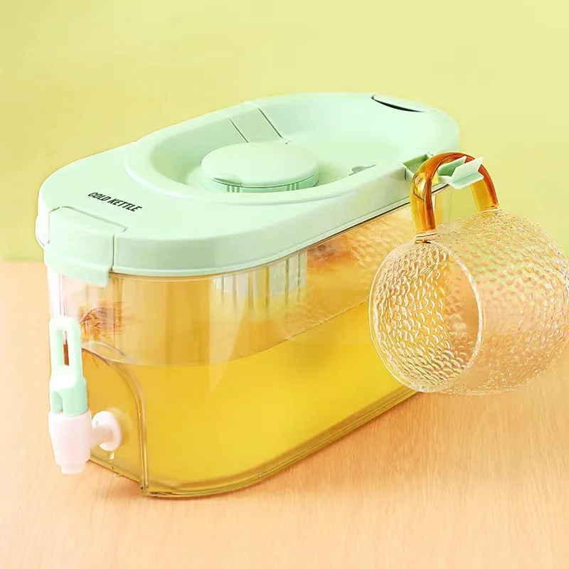 

4L Household Cold Kettle Large Capacity Refrigerator Cold Water Bucket with Faucet Household Lemon Fruit Tea Camping Cold Kettle