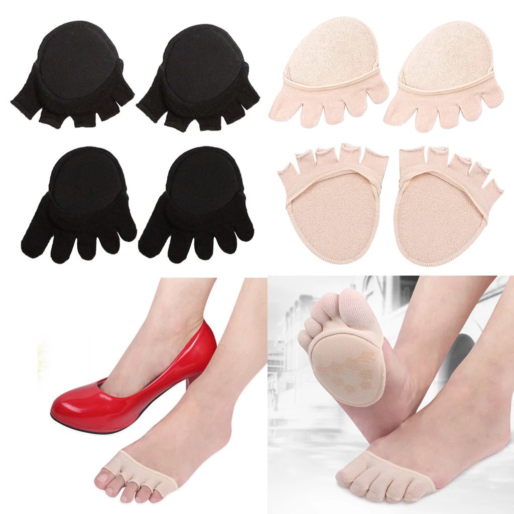 

Womens Invisible Non-Skid Toe Topper Liner Socks with Non-Skid Padded Bottom