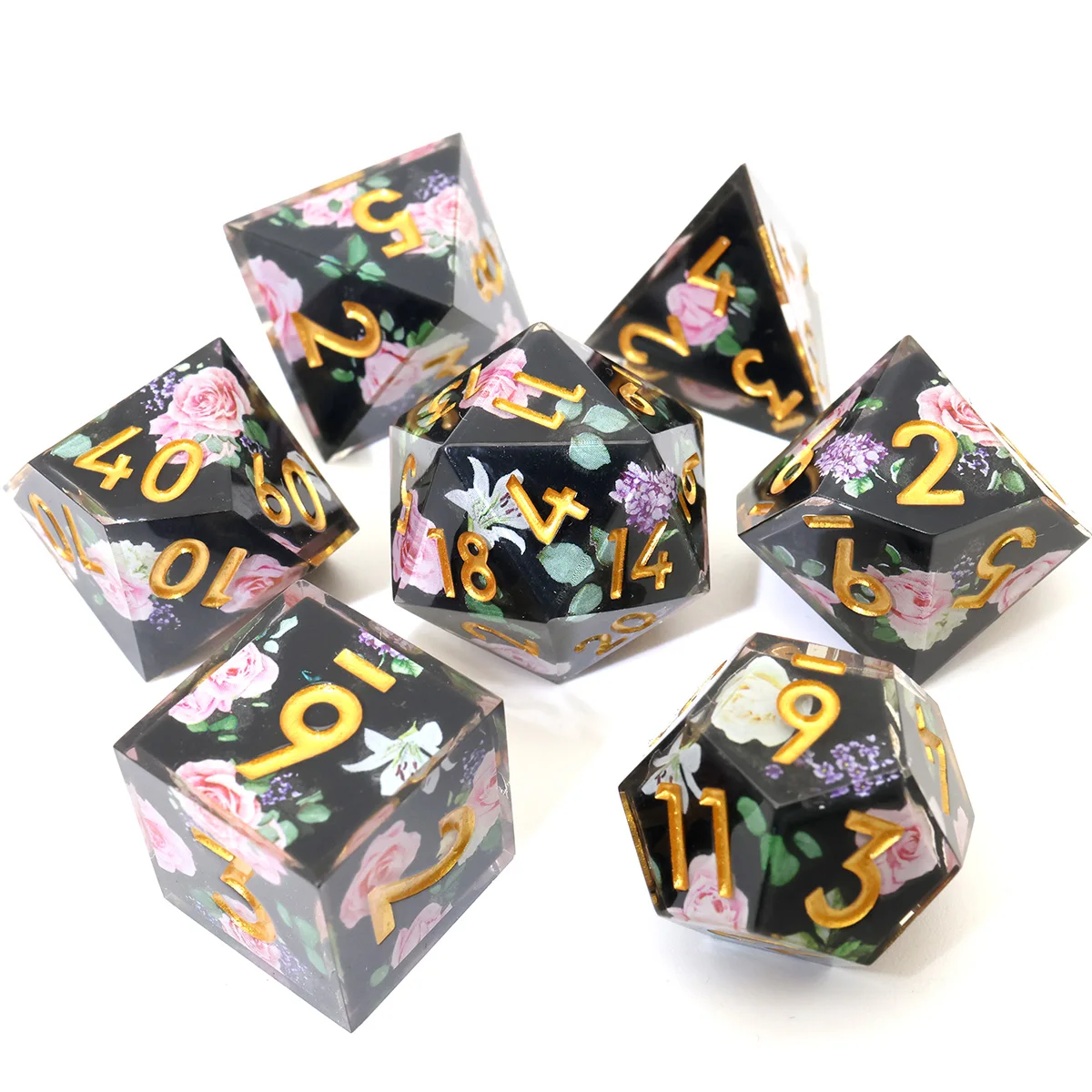 

Handmade Resin DND Dice Set DND Gift For Role Playing Table Game Polyhedral Sharp Edge Board Games RPG Dice-L4 Layer