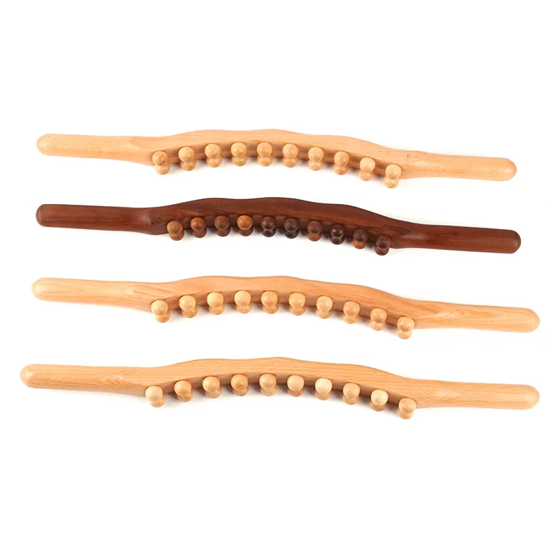 

20 Beads Rolling Pin Universal Back Needle Massage Tendons Beech Wood Scraping Stick Point Treatment Guasha Relax Therapy Tool