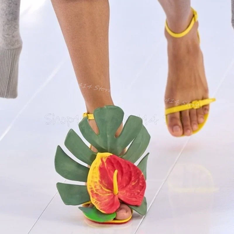 Женские Босоножки на каблуке желтые сандалии с открытым носком и ремешком