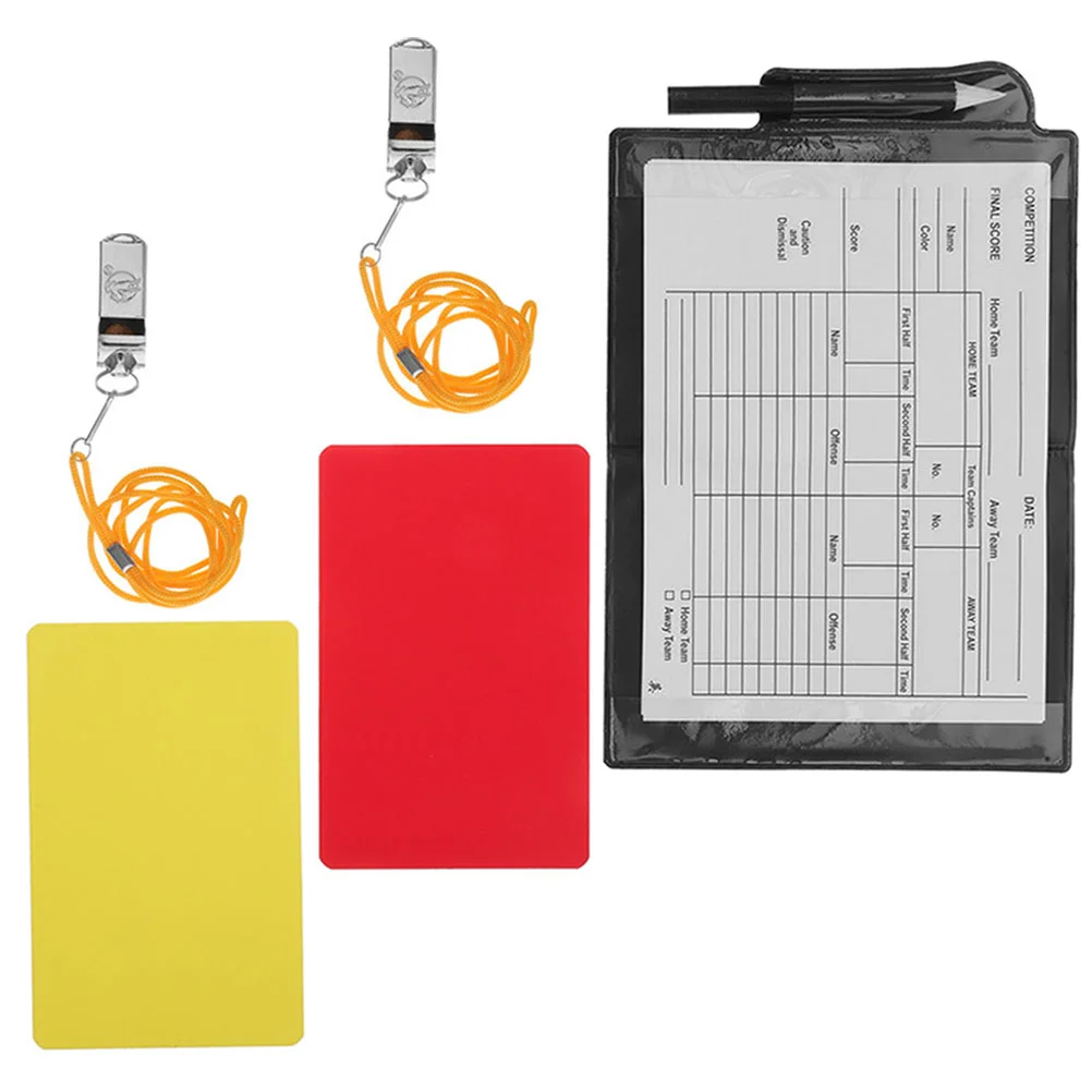 

1 Set of Soccer Referee Kit Referee Red Yellow Cards Pen Notepad Whistles Set for Football