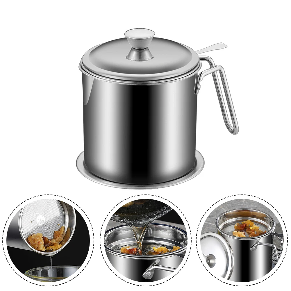 

1.3/1.8L Kitchen Oil Strainer Pot Stainless Steel Filter Oil Pot Container Jug Storage Can With Filter Cooking Oil Filter Cup
