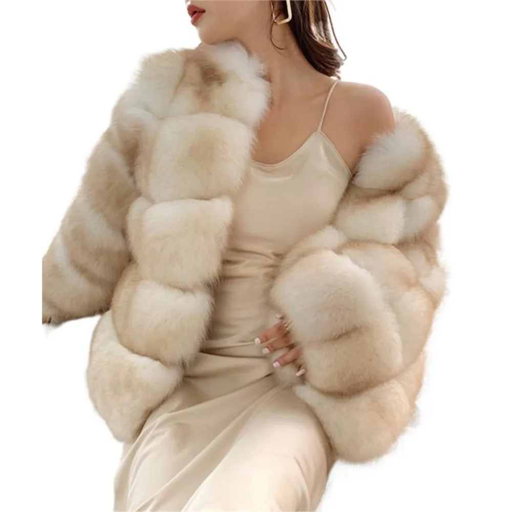 Multicolor Real Fox Fur Short Jacket Fur Coat Ladies Winter Thick Warm Fashion women's Full Leather Genuine Fox Fur Short Coat