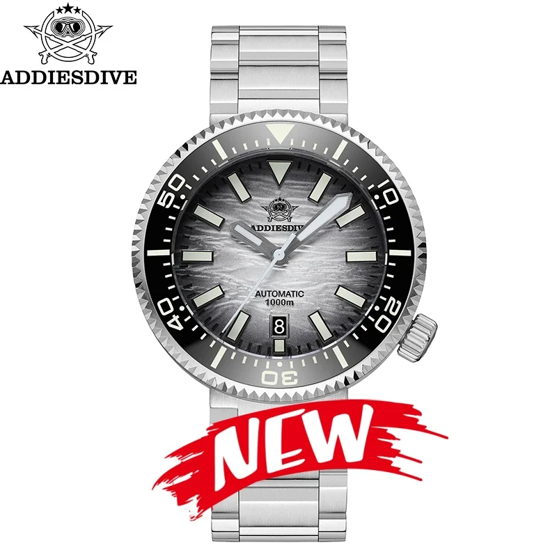 ADDIESDIVE новые часы для мужчин 1000 водонепроницаемые синие светящиеся керамические