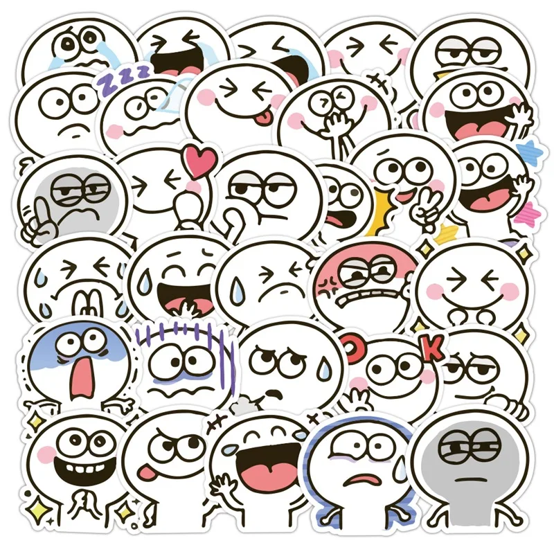 

40PCS Cartoon Emoticon Pack Cute Sticker Graffiti Skateboard DIY Hand Account Refrigerator Decoration Decals for Home Decoration