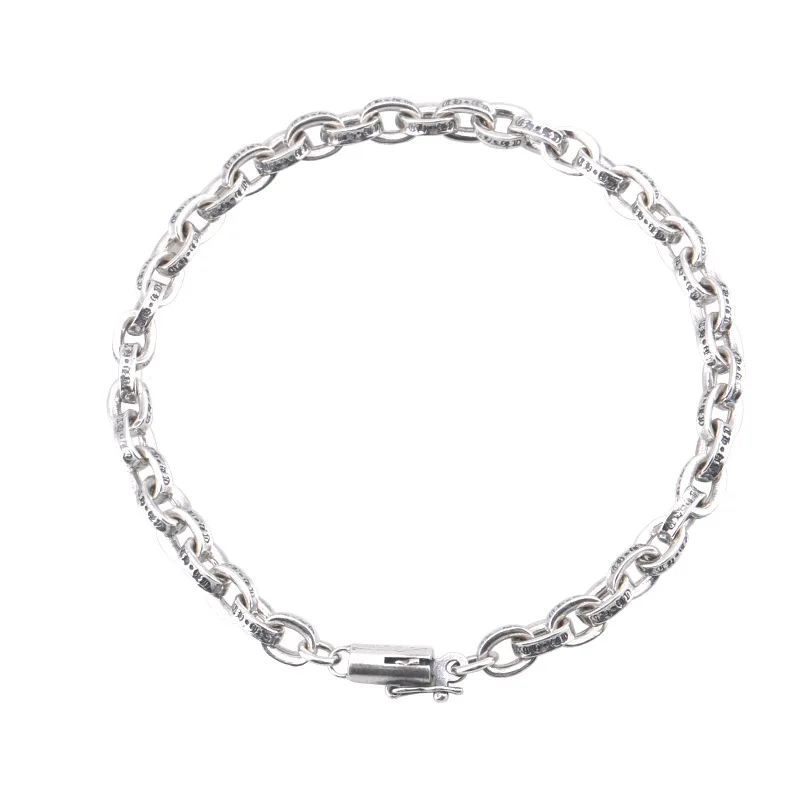 

S925 Sterling Silver Personality Loop Loop Retro Punk Style Alphabet Bracelet All Stylish Men's And Women's Bracelets