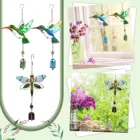 Металлический подвесной колокольчик Hummingbird с цветным стеклом, украшение для стены, окна, двери, подвесные украшения для дома