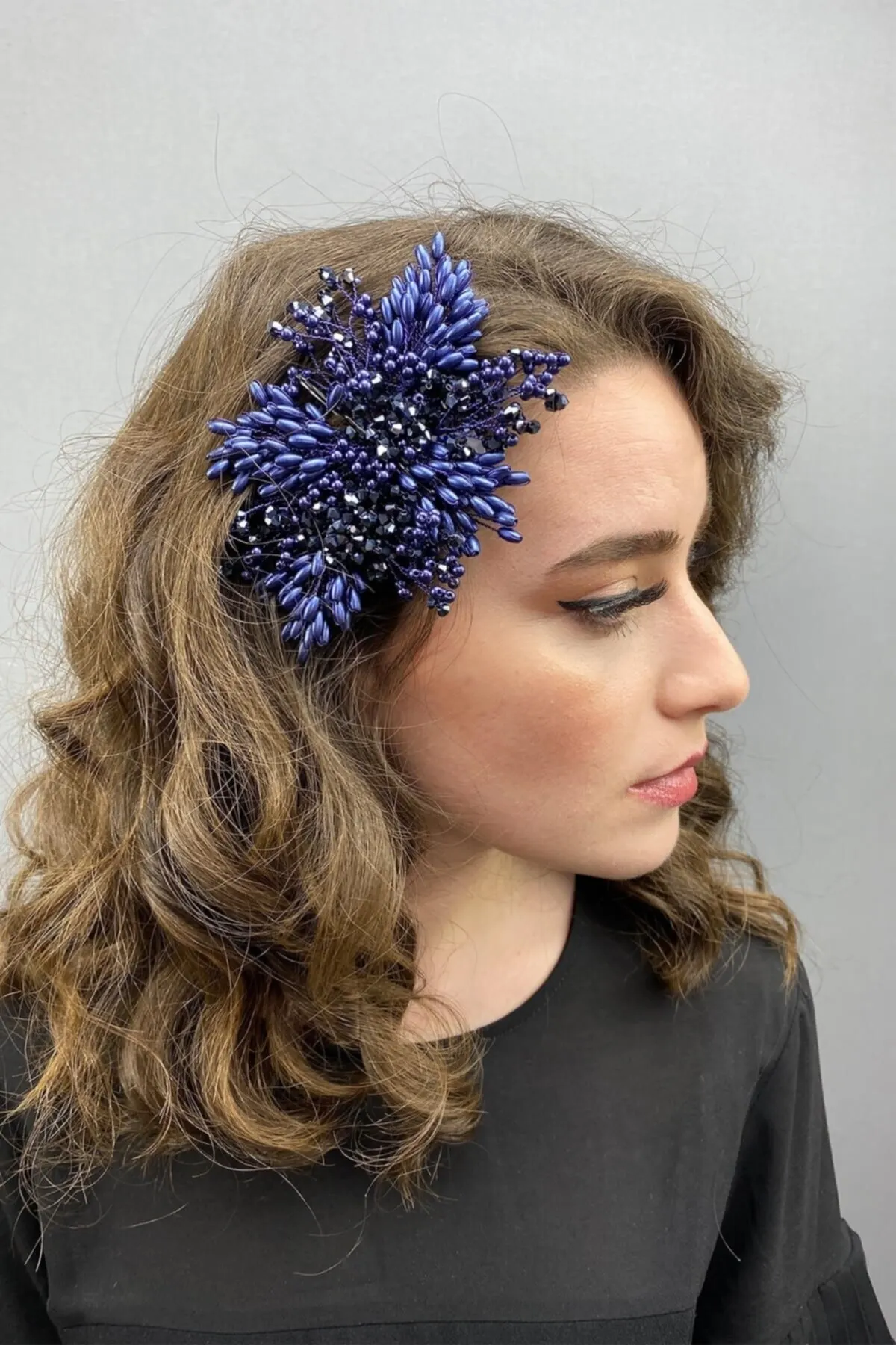 

Bridal Accessories Navy Blue Hair And Turban Accessory Wedding Handmade For Bride And Bridesmaids