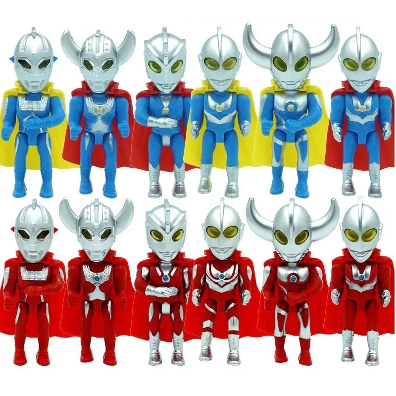 

11cm Plastic Ultraman Seven Ace movable doll model decoration supplies red and blue figures children can light up doll toys gift