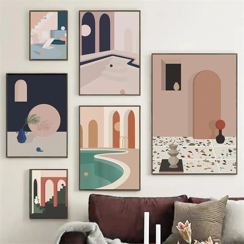 

Modern Architecture Building Picture Abstract Poster And Prints Landscape Wall Art Canvas Painting Nordic Living Room Home Decor