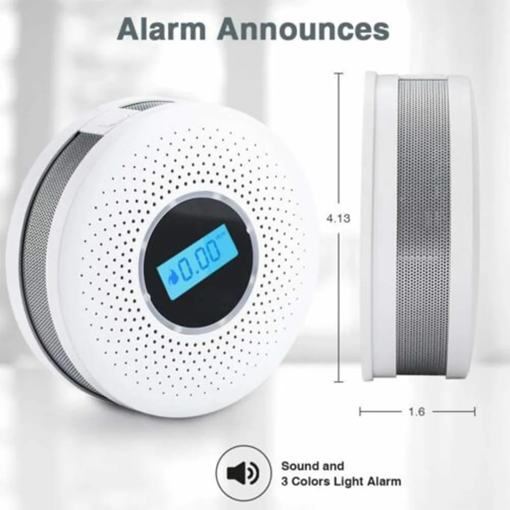 

2 IN 1 LED Digital Smoke Detector White Carbon Monoxide Detector Low Battery Alarm Warning Sensor High Sensitivity Home Security