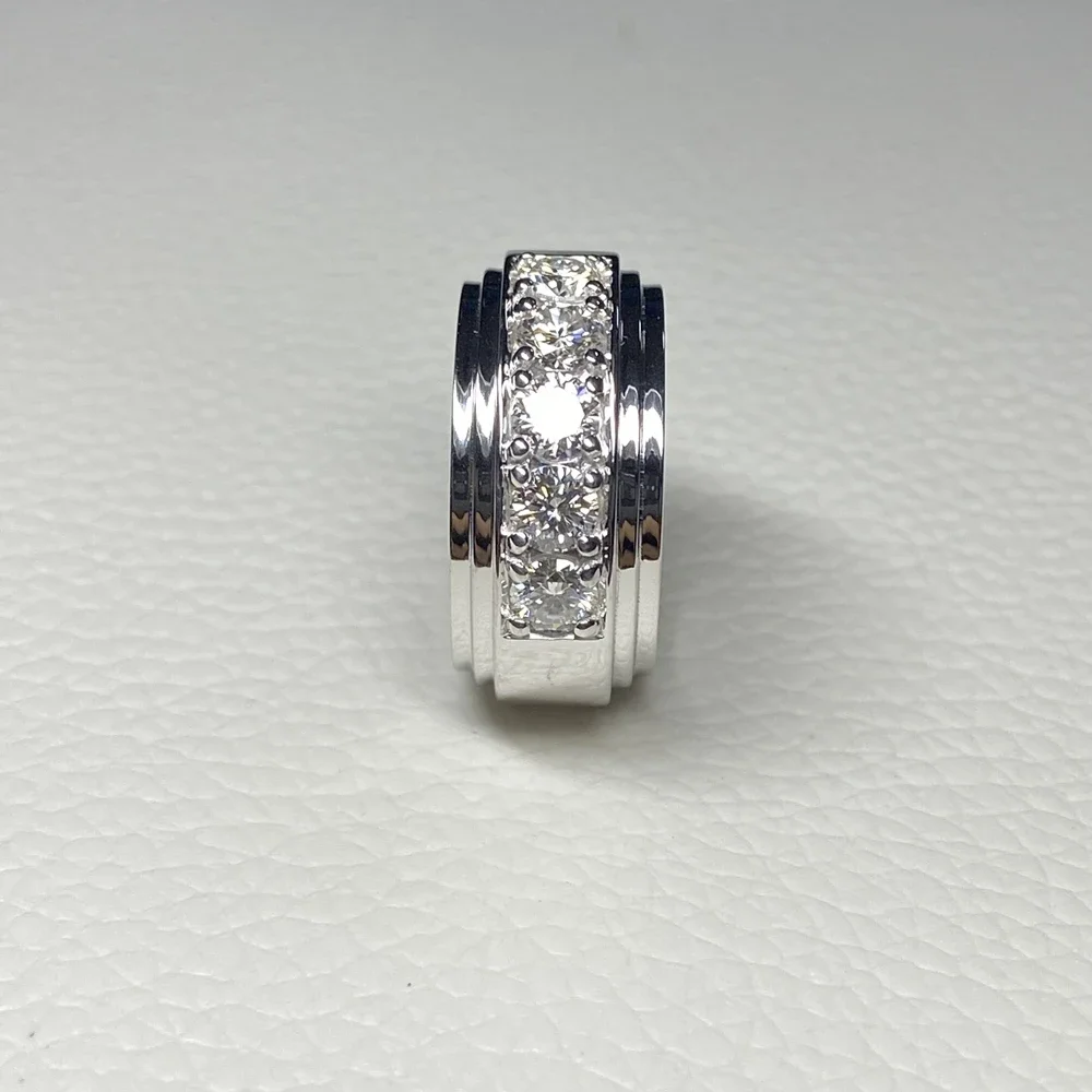 Кольцо Meisidian мужское из серебра 925 пробы с бриллиантом муассанитом