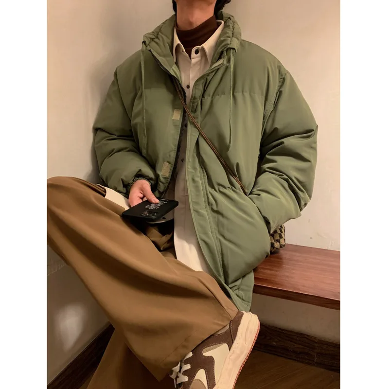 Winter Jacket Men Warm Fashion 3-color Casual Thicke Down Jacket Men Streetwear Korean Loose Thick Short Coat Mens Parker M-2XL