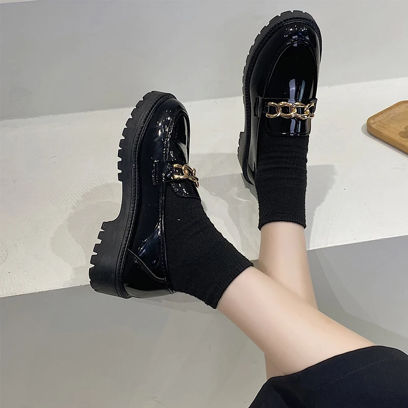 

Туфли женские на меху, оксфорды, лоферы, платформа, круглый носок, повседневная обувь, плоская подошва, клоги, черные, лето